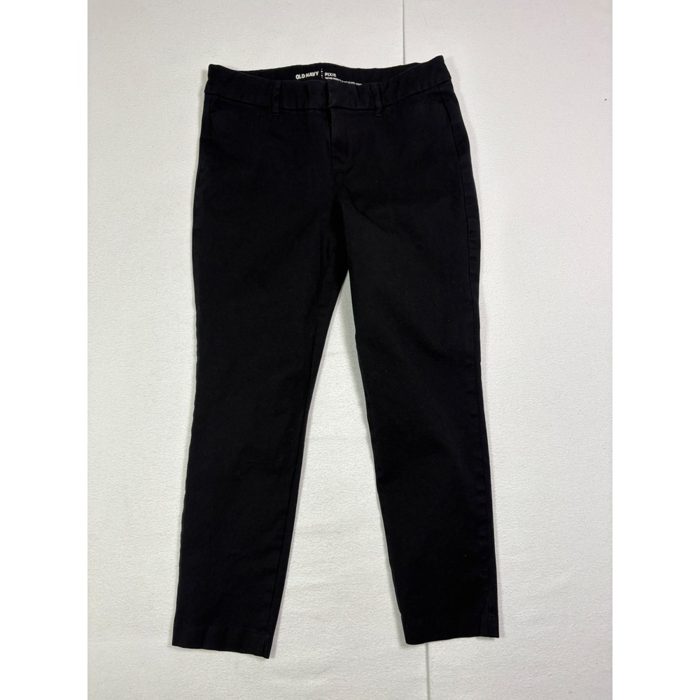 Old Navy The Pixie Black Skinny Ankle Pants Womens 10 Mid Rise Never-Fade Fabric